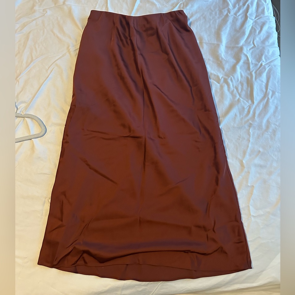 Abercrombie & Fitch Satin Brown Midi Skirt